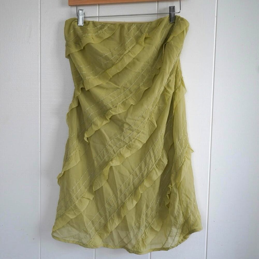 Heart and Heels Strapless Ruffle Mini Green Dress L